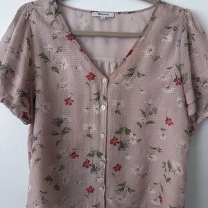 Madewell Pink Flutter Sleeve Blouse